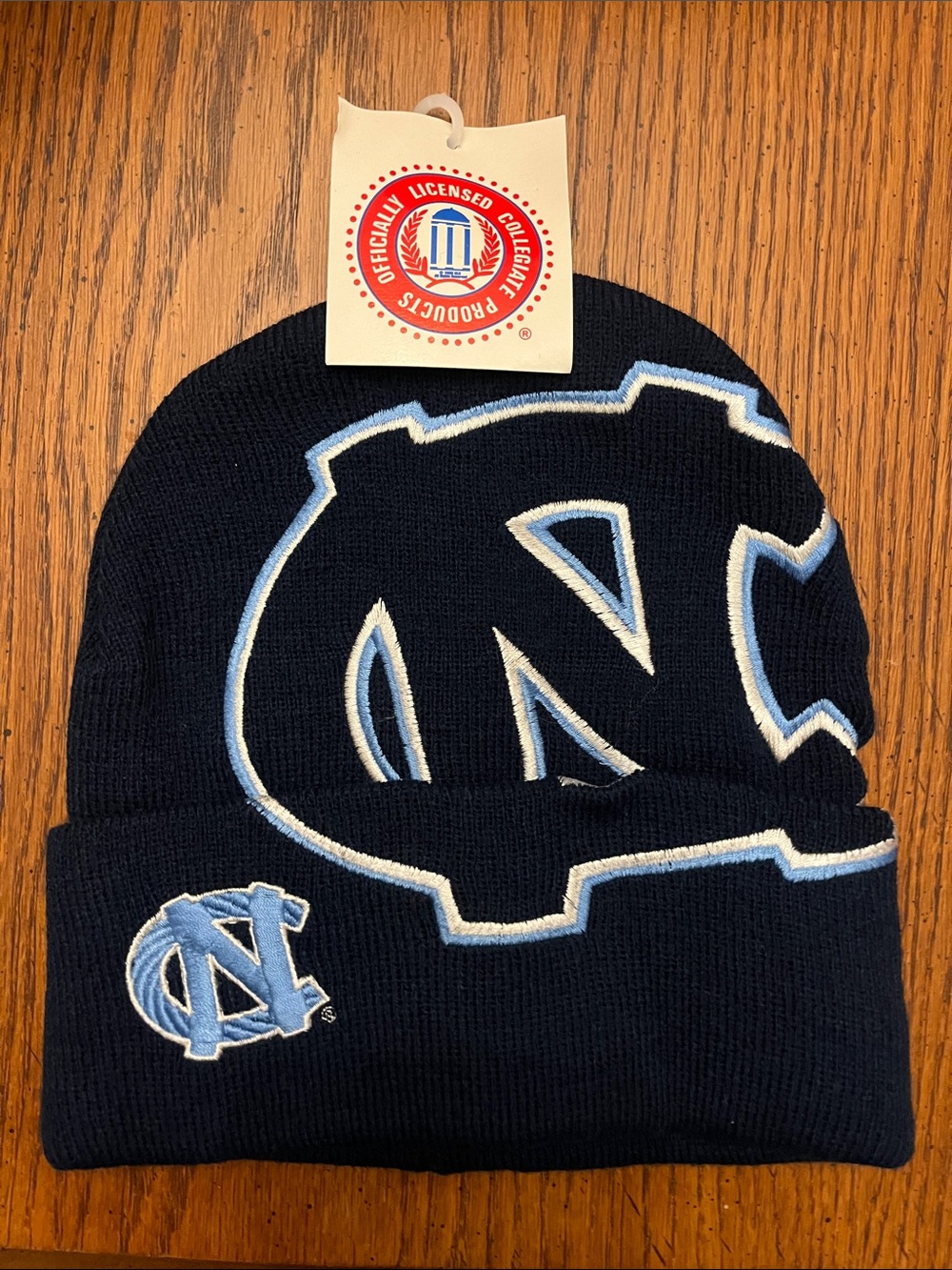 Vintage 90s New University of North Carolina Knit Beanie - Navy & Carolina Blue